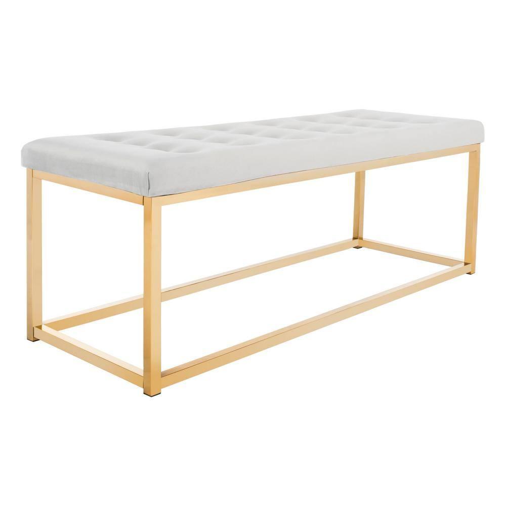 Reynolds Bench - FOX6225 - Grey/Brass - Safavieh Couture