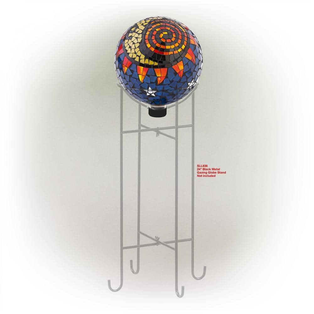Alpine Corporation 10" Glass Mosaic Sun and Moon Gazing Globe, Multicolor