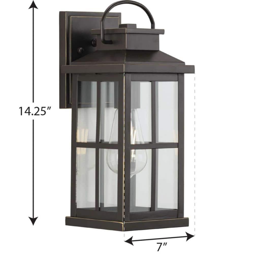 Progress Lighting Williamston 1-Light Antique Bronze Outdoor Wall Lantern with Clear Glass Shade