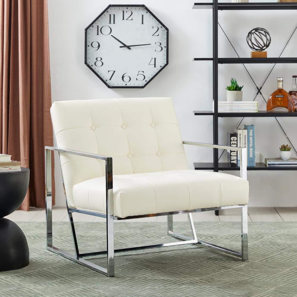 Siebo 30'' Wide Tufted Cream Armchair