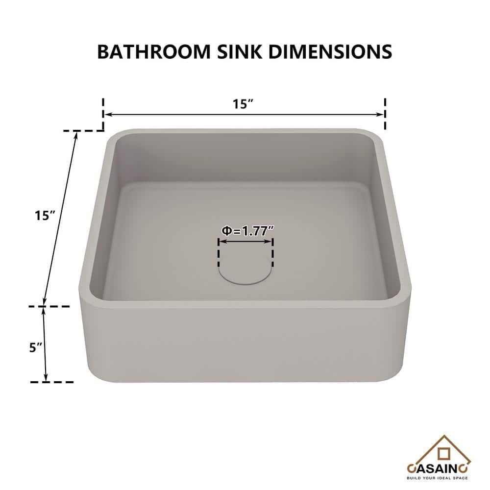 CASAINC CASAINC Maple 15.35'' Concrete Square Bathroom Sink CA-VS1020-TC