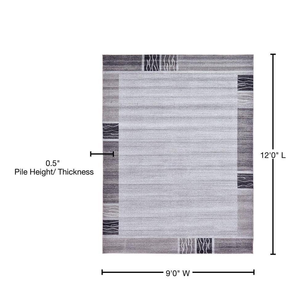 Unique Loom Del Mar Collection Area Rug - Sarah (9'  x 12' Rectangle Light Gray/Gray)