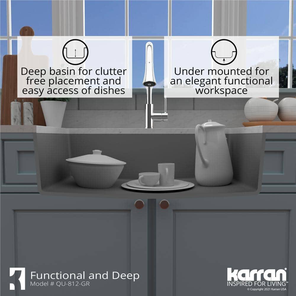 Karran Quartz 32-1/4'' X 19-1/4'' Large Single Bowl Undermount Kitchen Sink