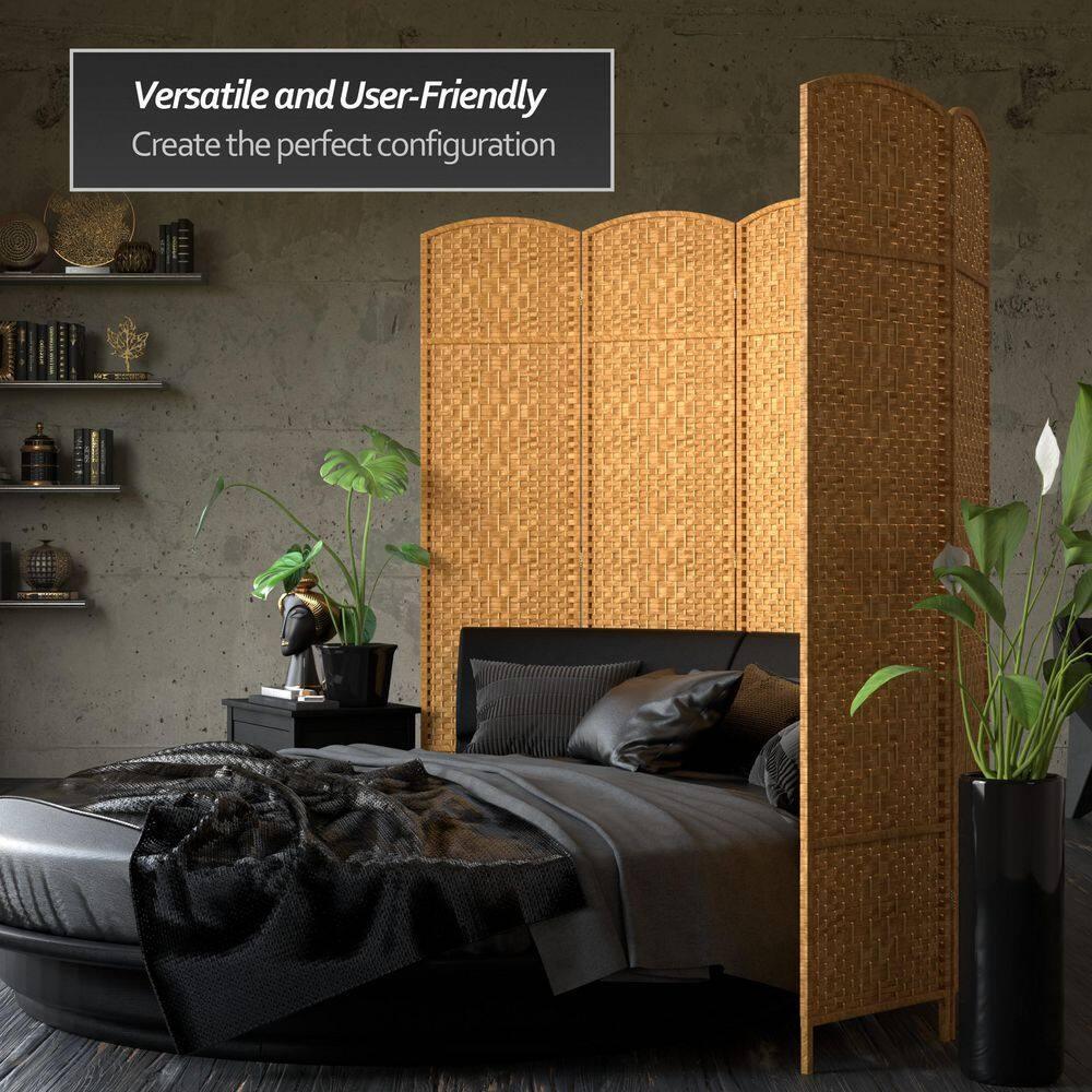 7 ft. Tall Diamond Weave Room Divider - Light Beige (6 Panels)