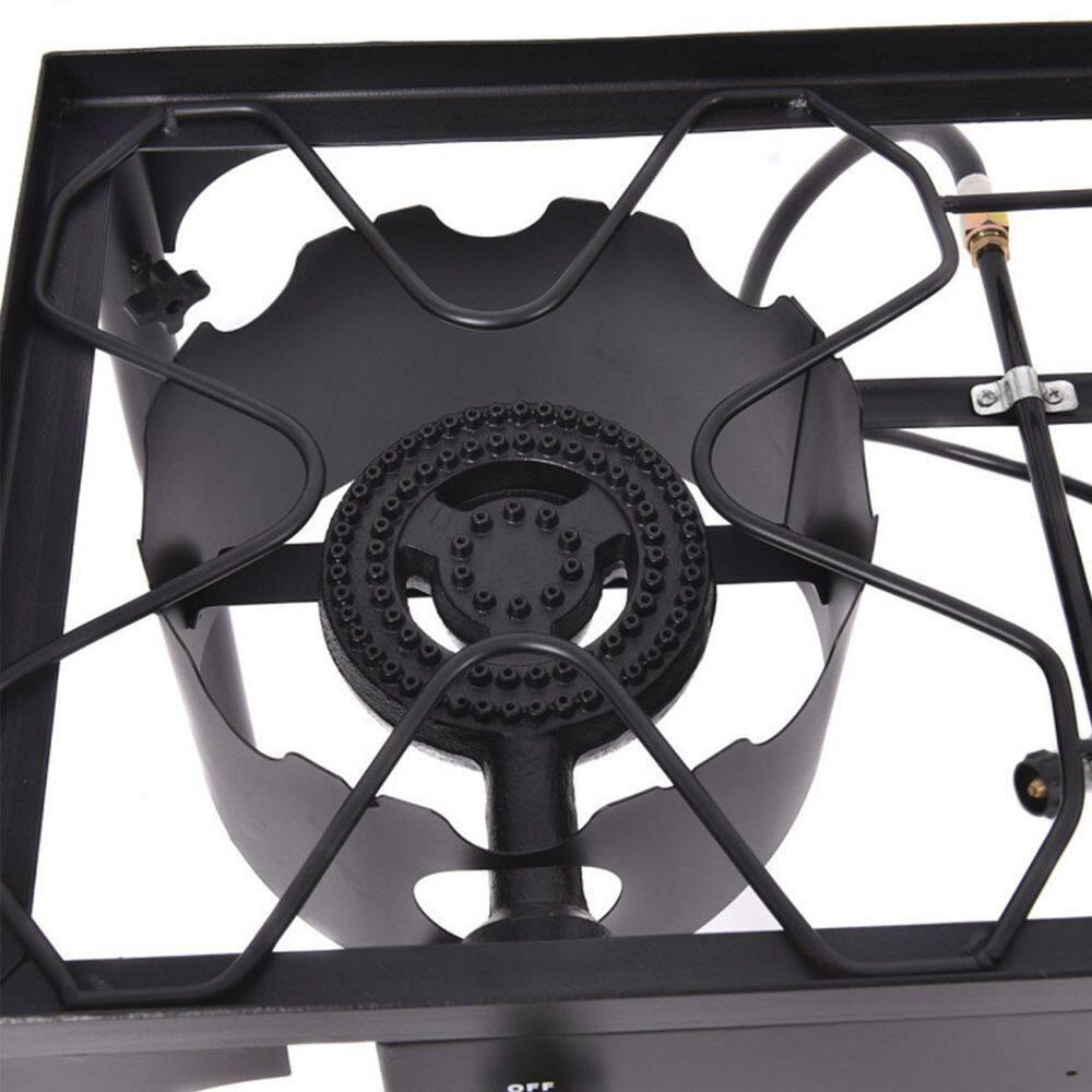 Black Metal Double Burner Gas Propane Outdoor Cooker