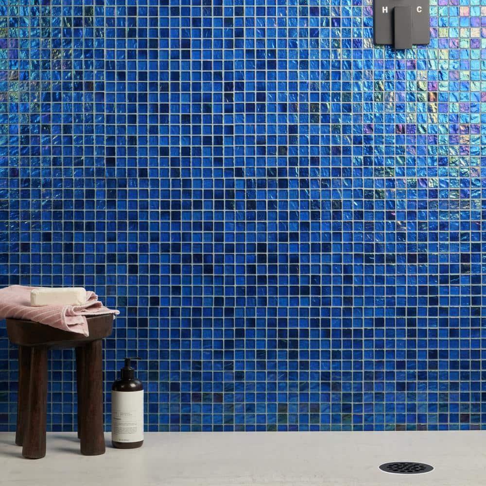 Speckle 11.73" x 11.73" Iridescent 1" Squares Glass Mosaic Wall Tile (0.95 Sq. Ft. / Sheet)