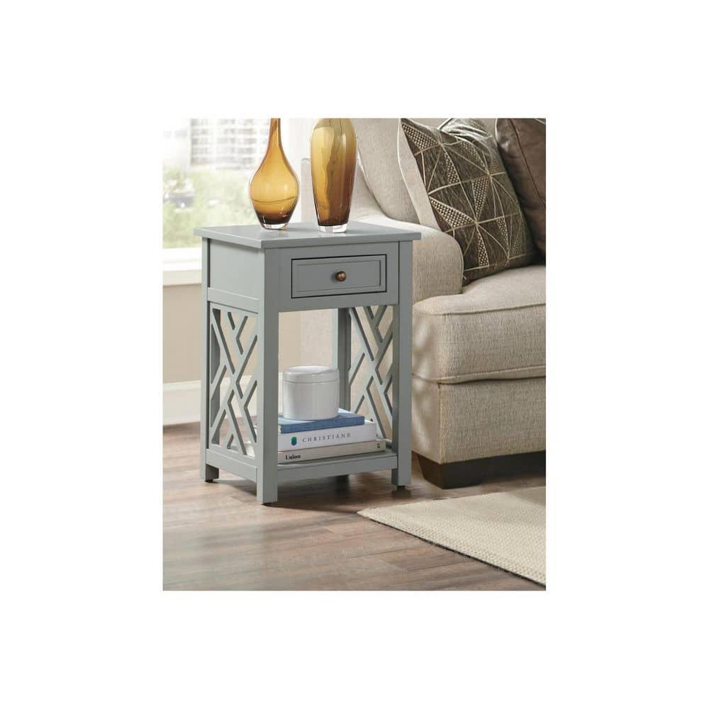 Alaterre Furniture Coventry Indoor Modern Storage Wood Square End Table, Gray