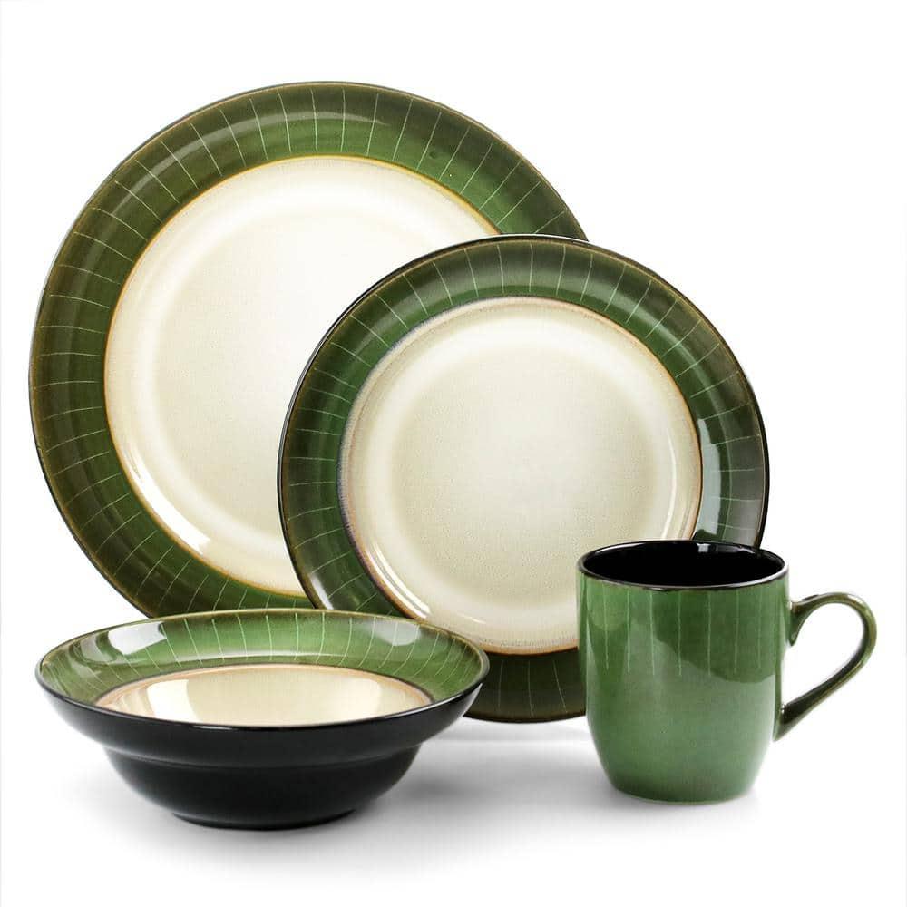 Grand Jade Luxurious Stoneware Dinnerware with Complete Setting for 4 - 16 Piece