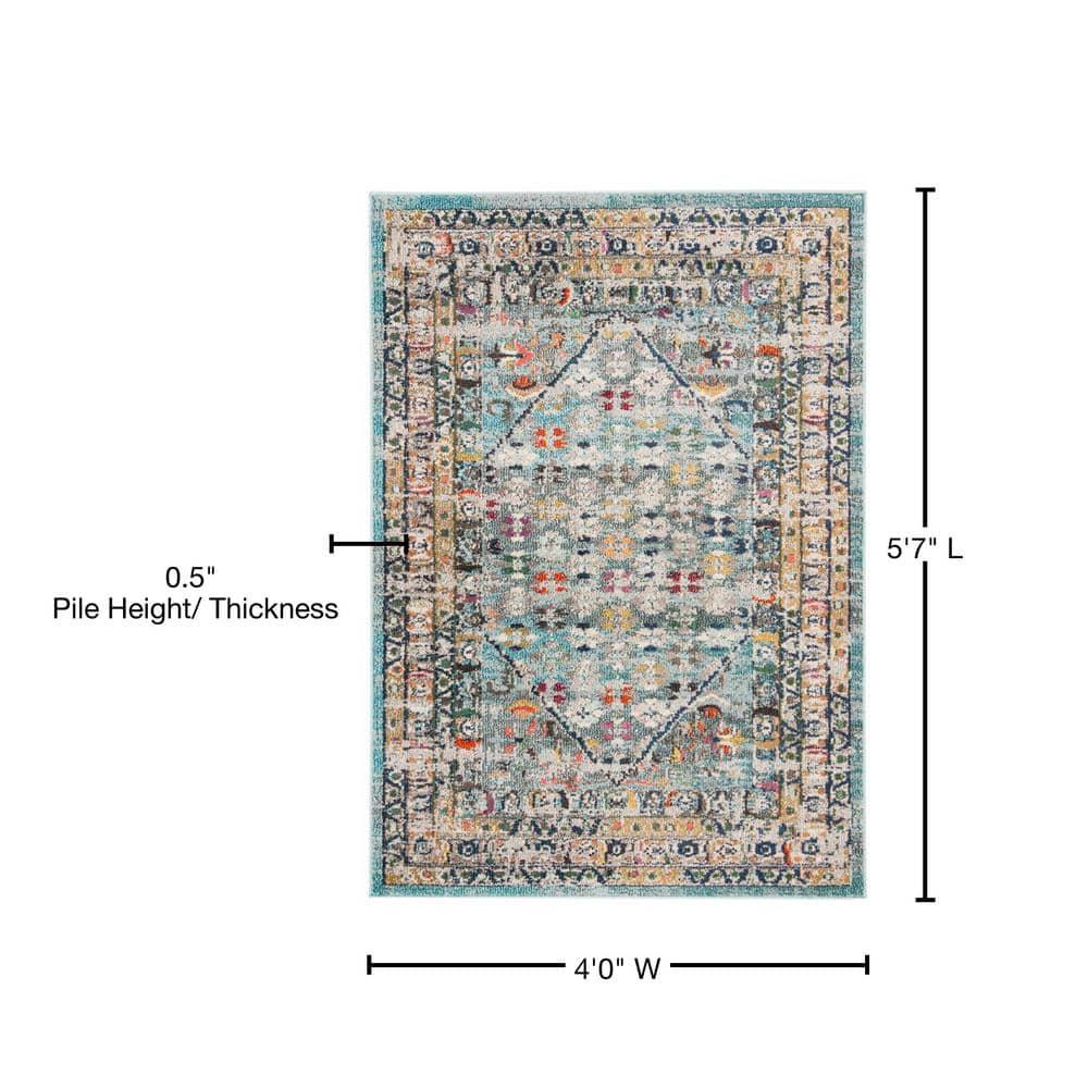 Monaco MNC255 Power Loomed Indoor Accent Rug - Blue/Light Grey - 4'x5'7" - Safavieh