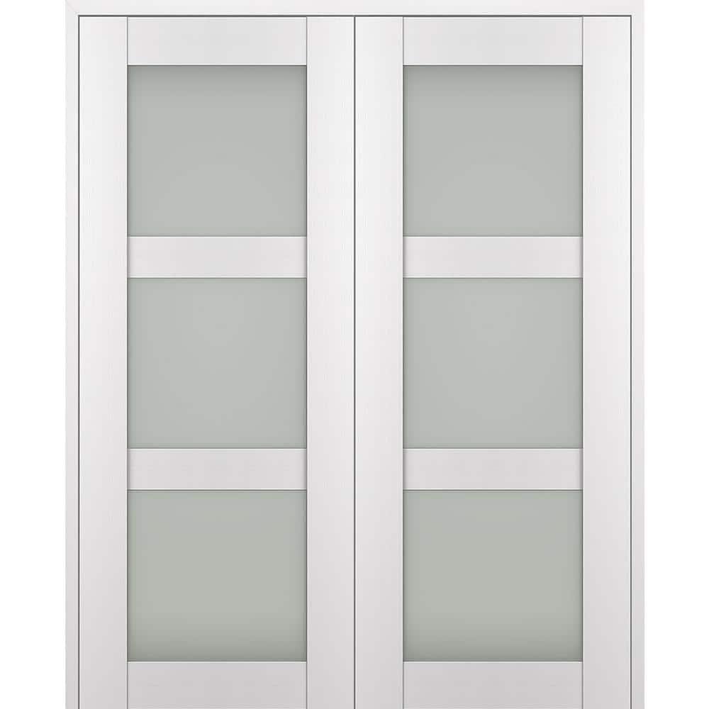 Belldinni Palladio 3 Lite Manufactured Wood and Frosted Glass Interior Double Prehung Door
