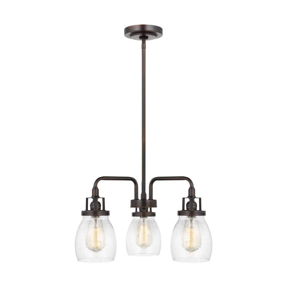 Belton 52'' Bronze 3-Light Chandelier with Clear Seeded Glass