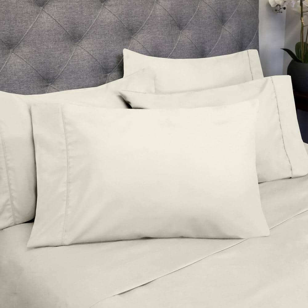 6 Piece Sheet Set, Deluxe Ultra Soft 1500 Series, Double Brushed Microfiber by Sweet Home Collection®- Queen, Ivory