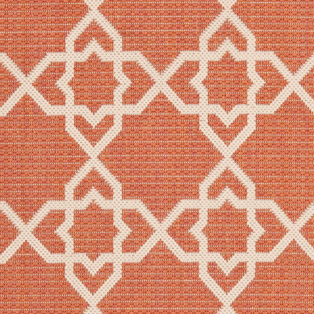 SAFAVIEH Courtyard Carol Geometric Indoor/Outdoor Area Rug, 2' x 3'7", Terracotta/Beige