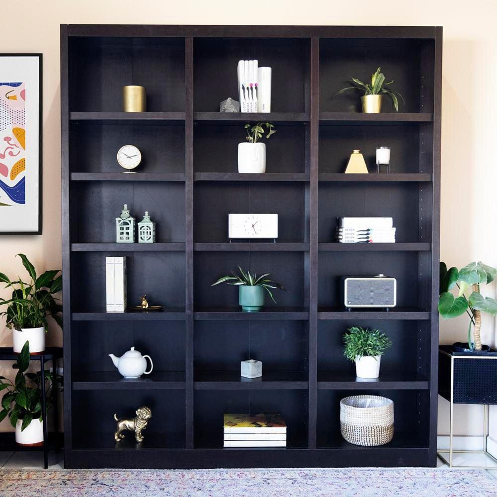 Winston Porter Aliette Triple Wide Wood Bookcase, 18 Bookshelf, 84 inch Tall Storage and Display Bookshelf for Home Office and Living Room