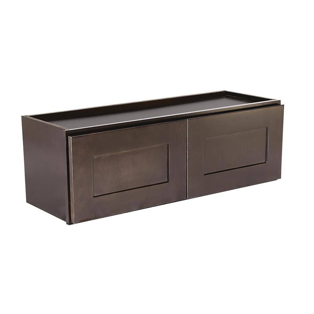 Brookings Shaker Unassembled Bridge Wall Kitchen Cabinet W3321, 33 W x 12 D x 21 H, Brown, Solid Wood, Design House, 543231