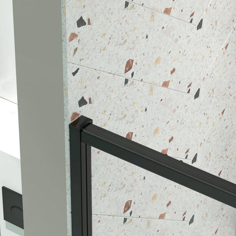 Waterpar WP1683871MB 38-42 in. W x 71 in. H Pivot Swing Semi-Frameless Shower Door With Clear Tempered Glass