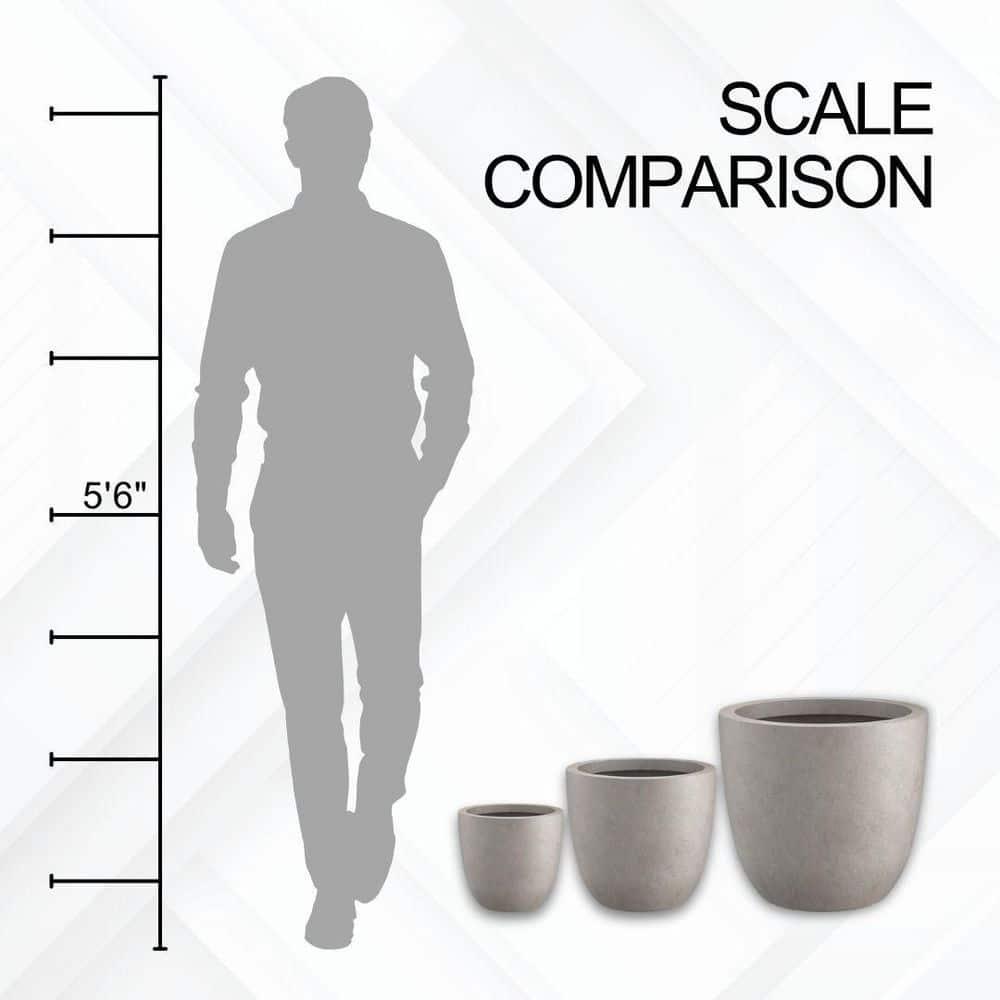 Kante Kante 3 Piece 18", 14", and 10"W Round Planters, Outdoor Indoor Modern Planter Pots, Lightweight, Weather Resistant, Seamless with Drainage Hole Set