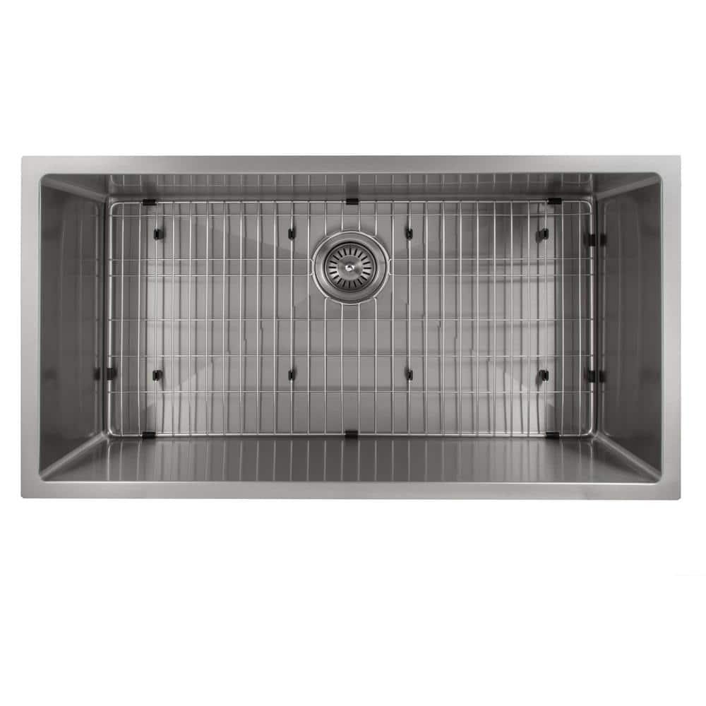 ZLINE SRS-36 ZLINE 36 in. Meribel Undermount Single Bowl Stainless Steel Kitchen Sink W/ Bottom Grid (SRS-36)