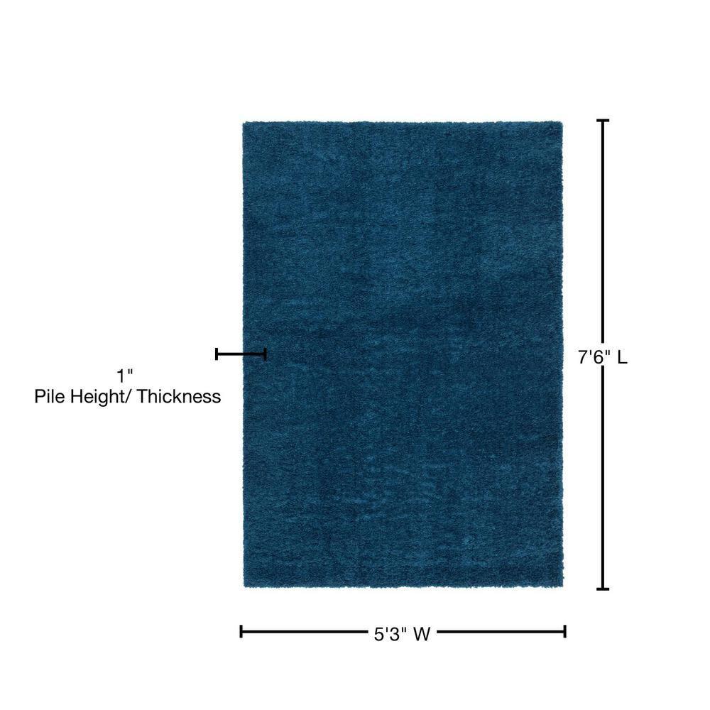 August Shag 900 AUG900 Power Loomed Indoor Area Rug - Navy - 5'3"x7'6" - Safavieh
