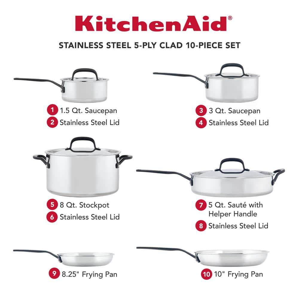 KitchenAid ® 10-Piece 5-Ply Clad Stainless Steel Cookware Set