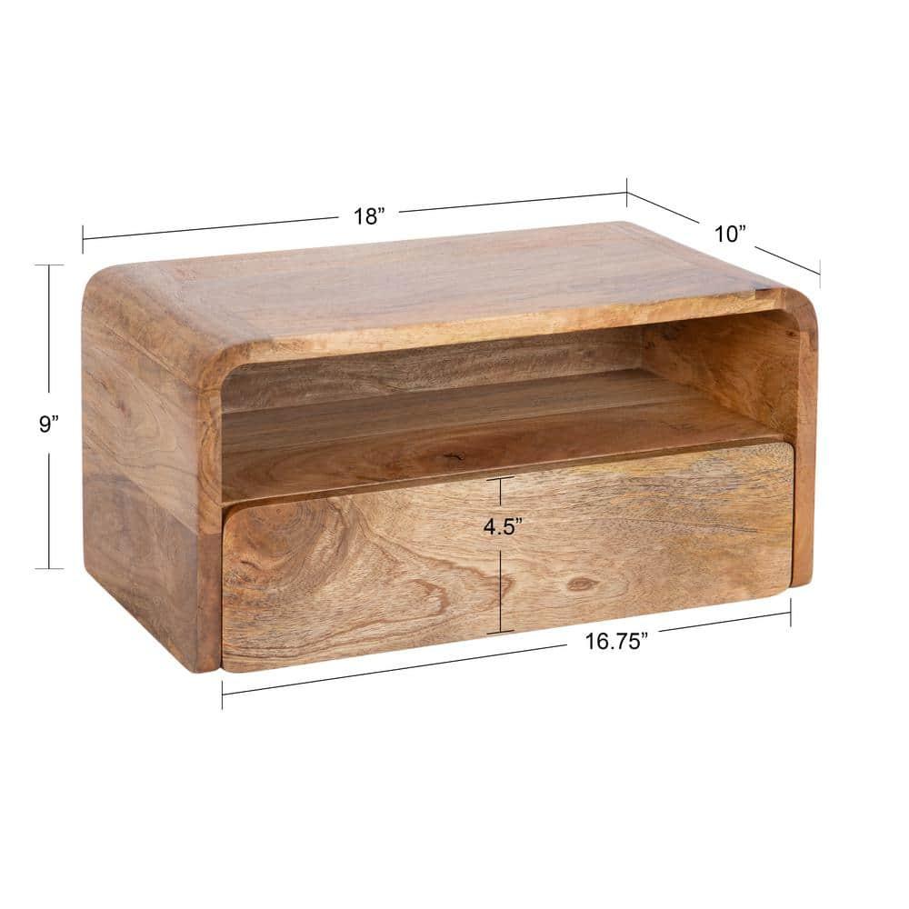 Kate and Laurel Kato Rectangle Wood Floating Side Table, 18x10x9, Natural
