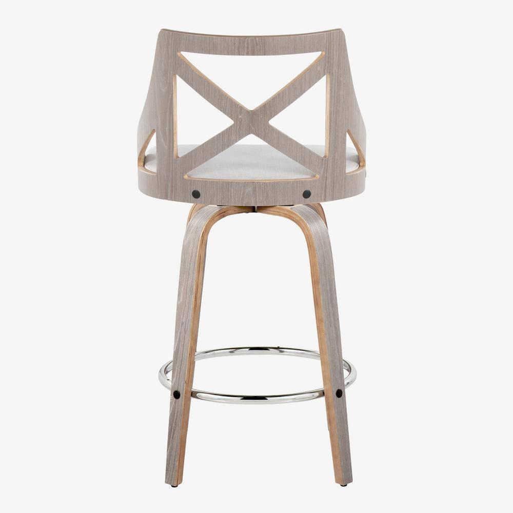 LumiSource Grey Charlotte 26" Fixed-Height Counter Stool - Set of 2