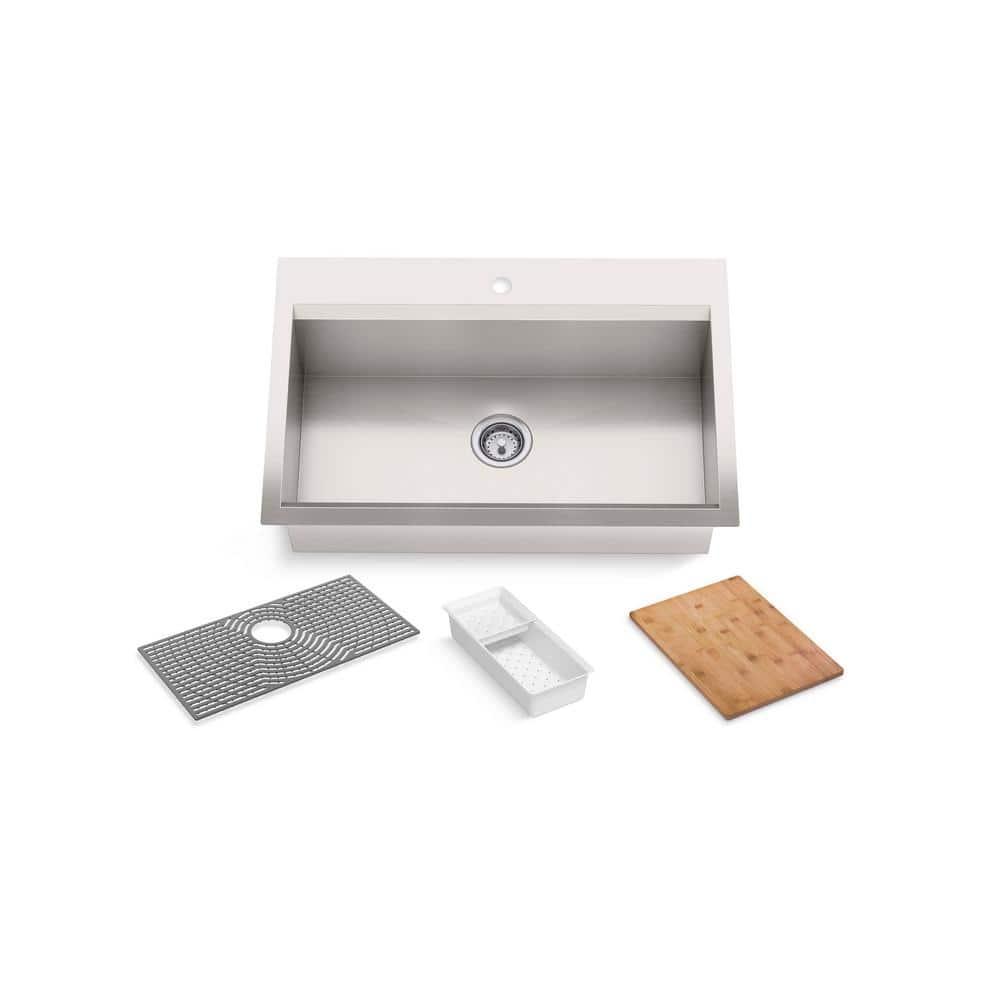 Task 33" x 22" Top-Mount/Undermount Single-Bowl Workstation Kitchen Sink With Accessories