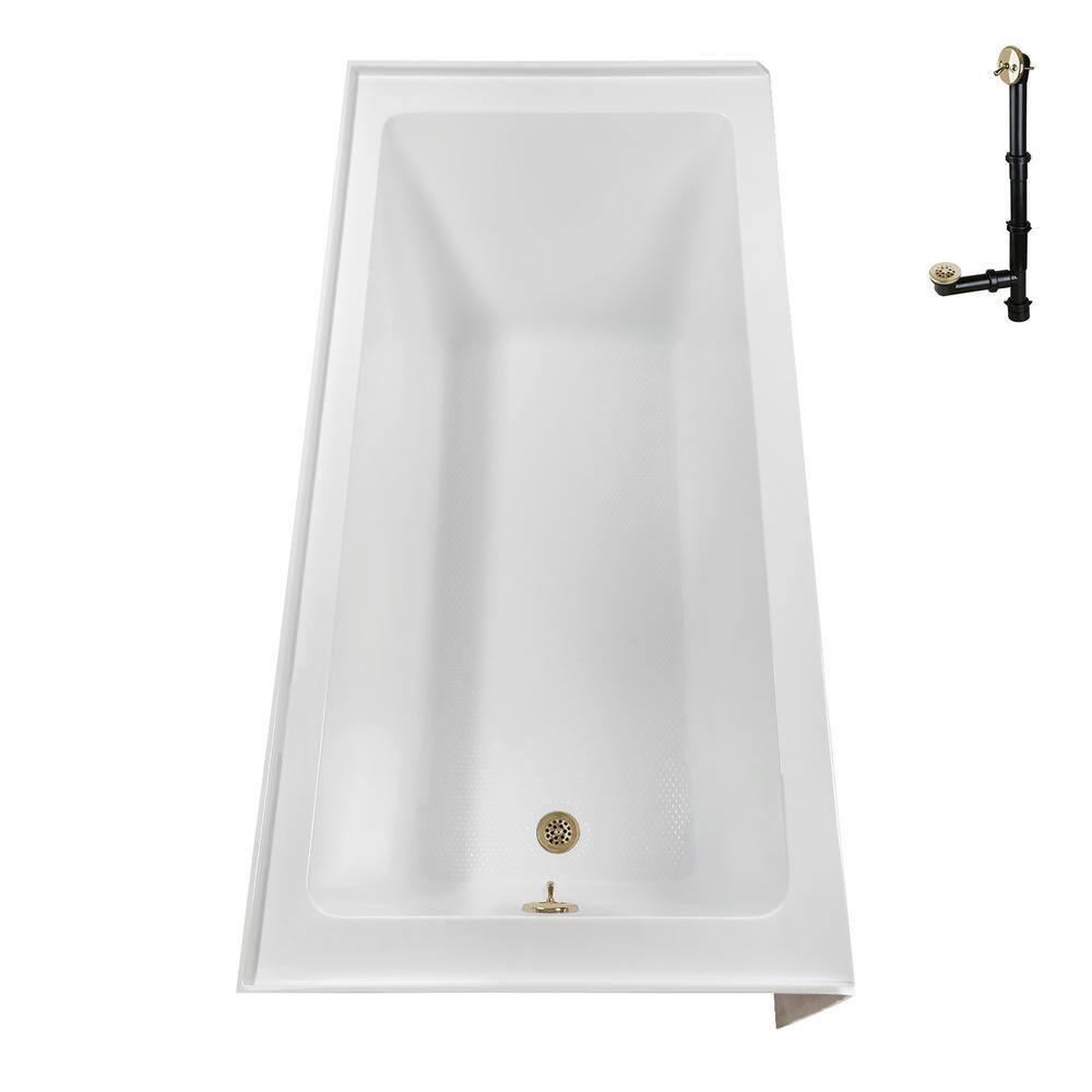 Streamline Bath Streamline 60 in. x 30 in. Acrylic Left-Hand Drain Alcove Bathtub in Glossy White With External Drain NAL-5320-PBR