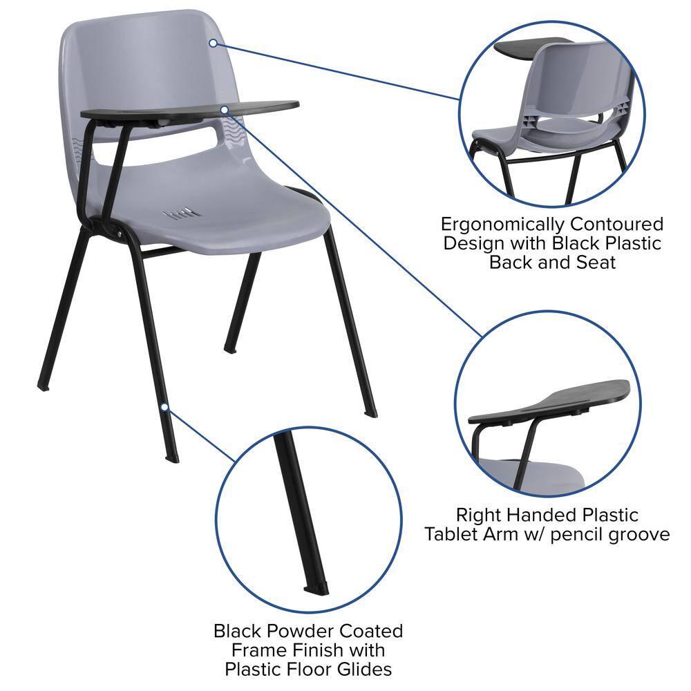 Westley Ergonomic Shell Chair with Right Handed Flip-Up Tablet Arm