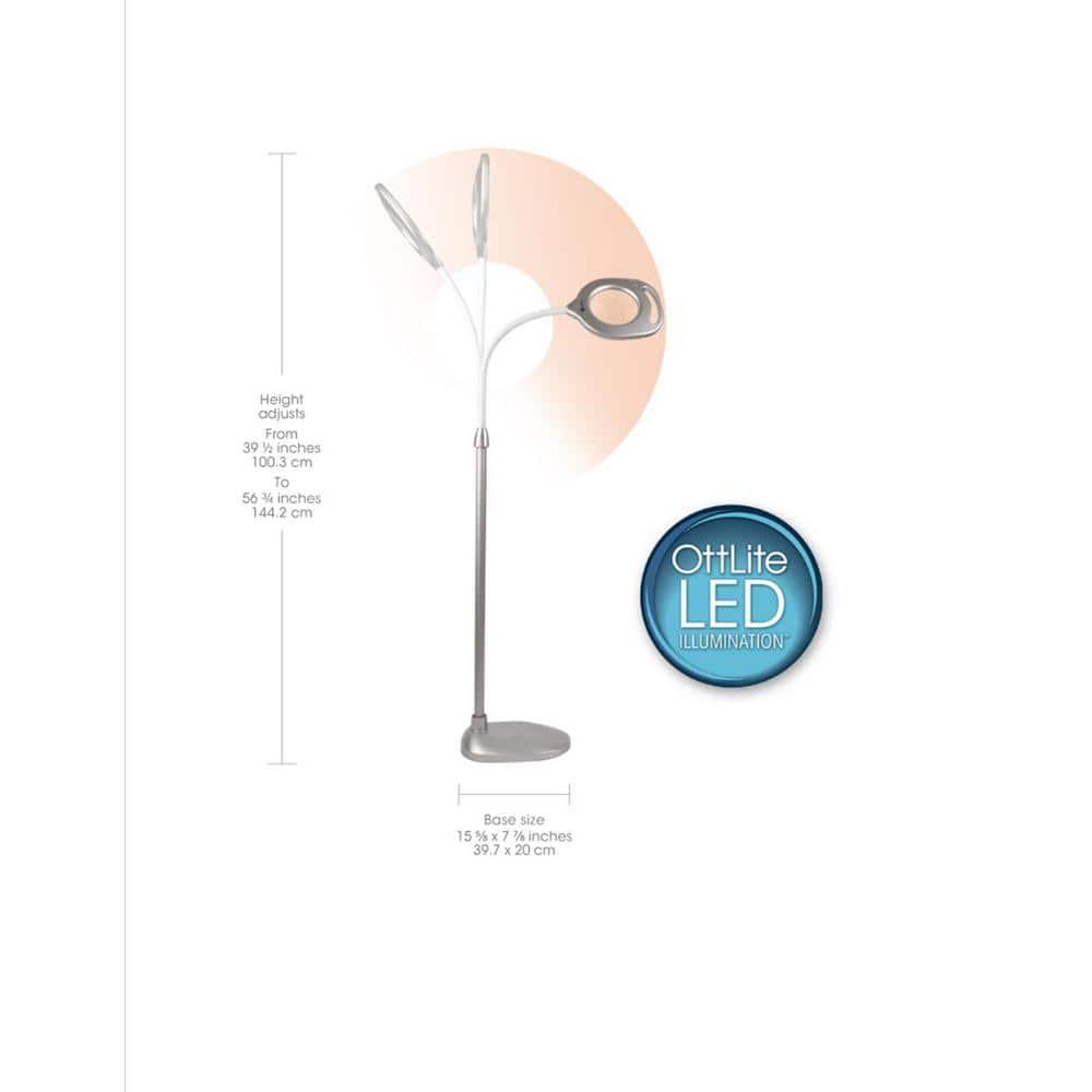 Ottlite 2-in-1 LED Magnifier Floor and Table Light, Silver