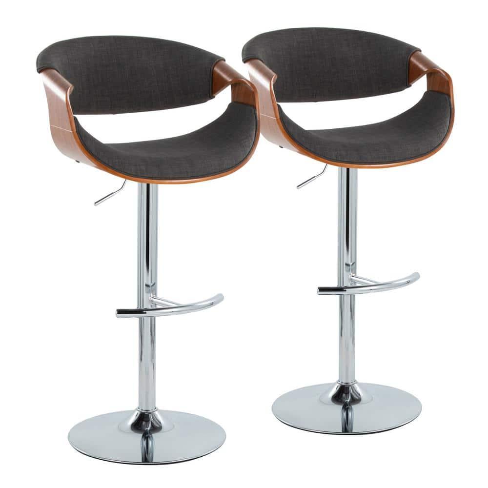 Swivel Upholstered Adjustable Height Counter Stool with Metal Frame
