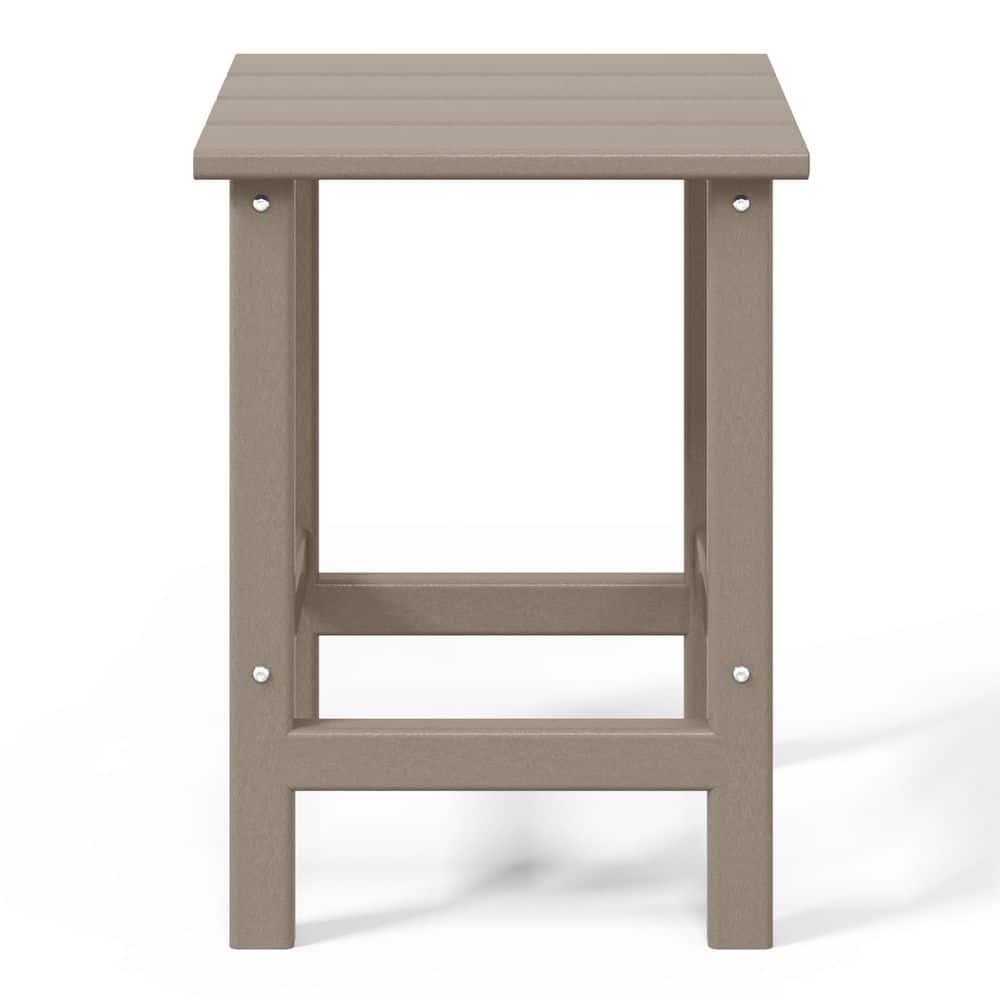 Polytrends  Laguna Hdpe All Weather Outdoor Patio Square Side Table Weathered Wood