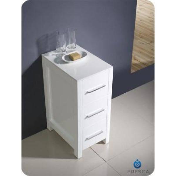 Fresca Torino Bathroom Linen Side Cabinet in White