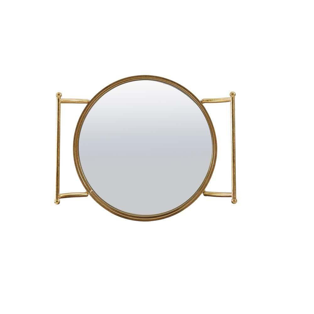 Round Metal Frame 2 Mirrored Glass Shelves Bar Cart with Locking Wheels - Linon: Indoor Serving Trolley