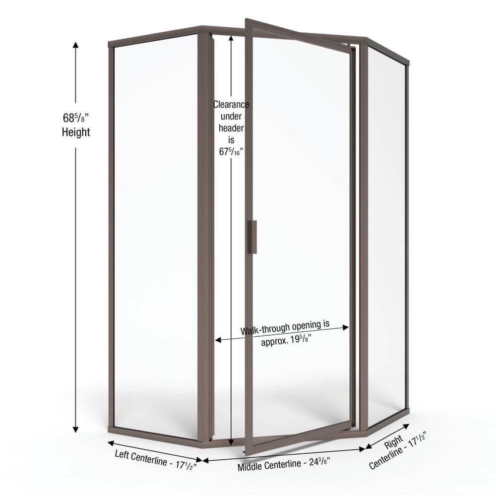Deluxe 57.625'' W 68.625'' H Framed Neo-angle Reversible Shower Enclosure
