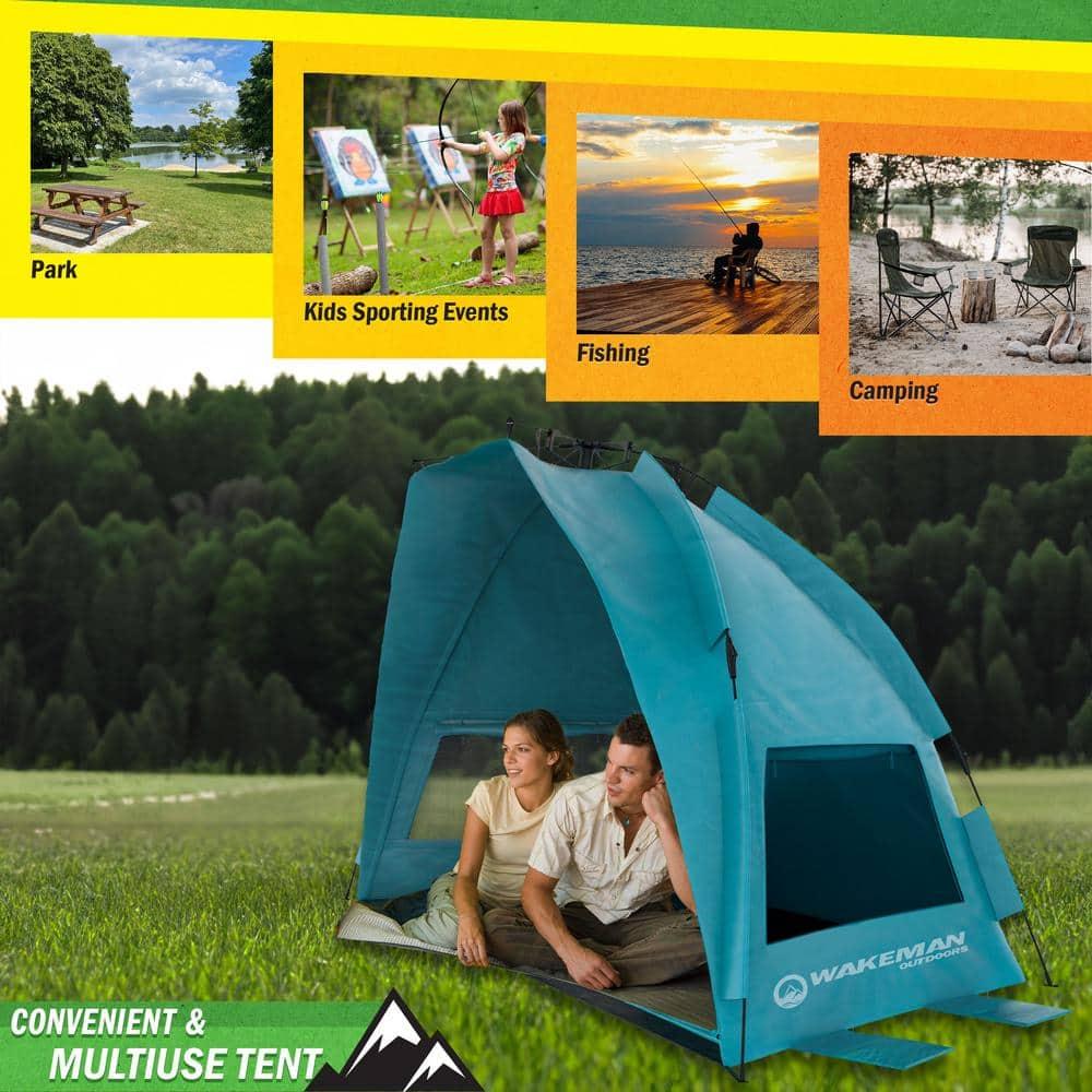 Pop-Up Beach Tent – Instant Shade Canopy with UV Protection – Water and Wind-Resistant Sun Shelter with Carry Bag by Wakeman Outdoors (Turquoise)