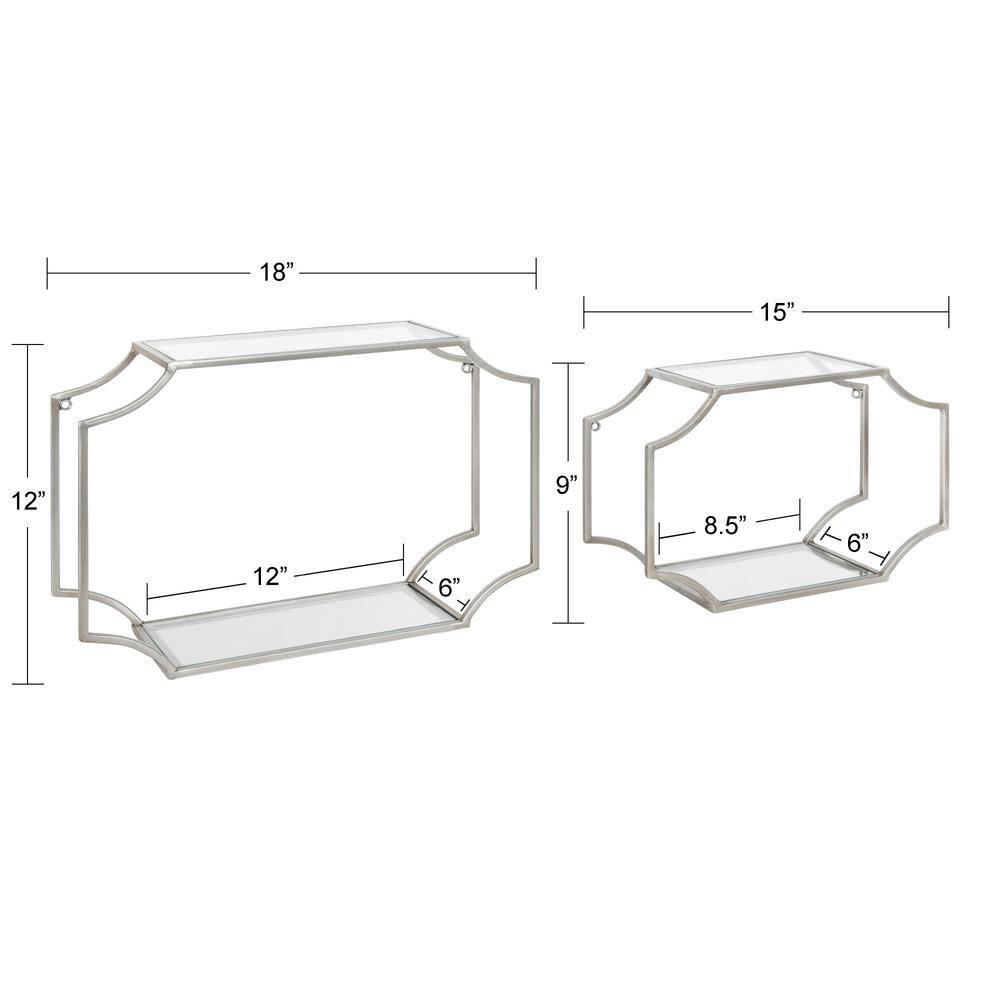 2pc 18" Ciel Modern Glam Metal Wall Shelf Set Silver - Kate & Laurel All Things Decor