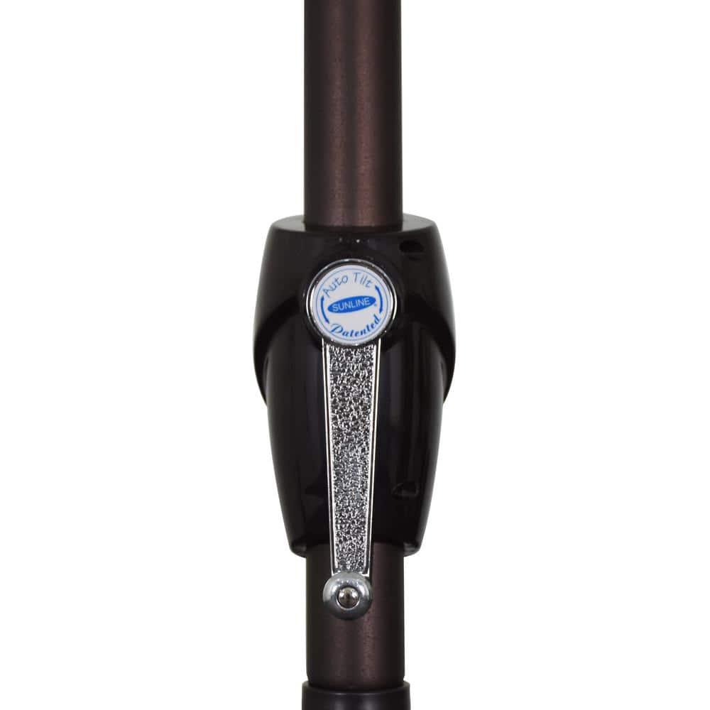 California Umbrella 9' Round Aluminum Outdoor Deck, Pool or Patio Umbrella, Crank Lift, Auto Tilt, Bronze Pole, Antique Beige Olefin