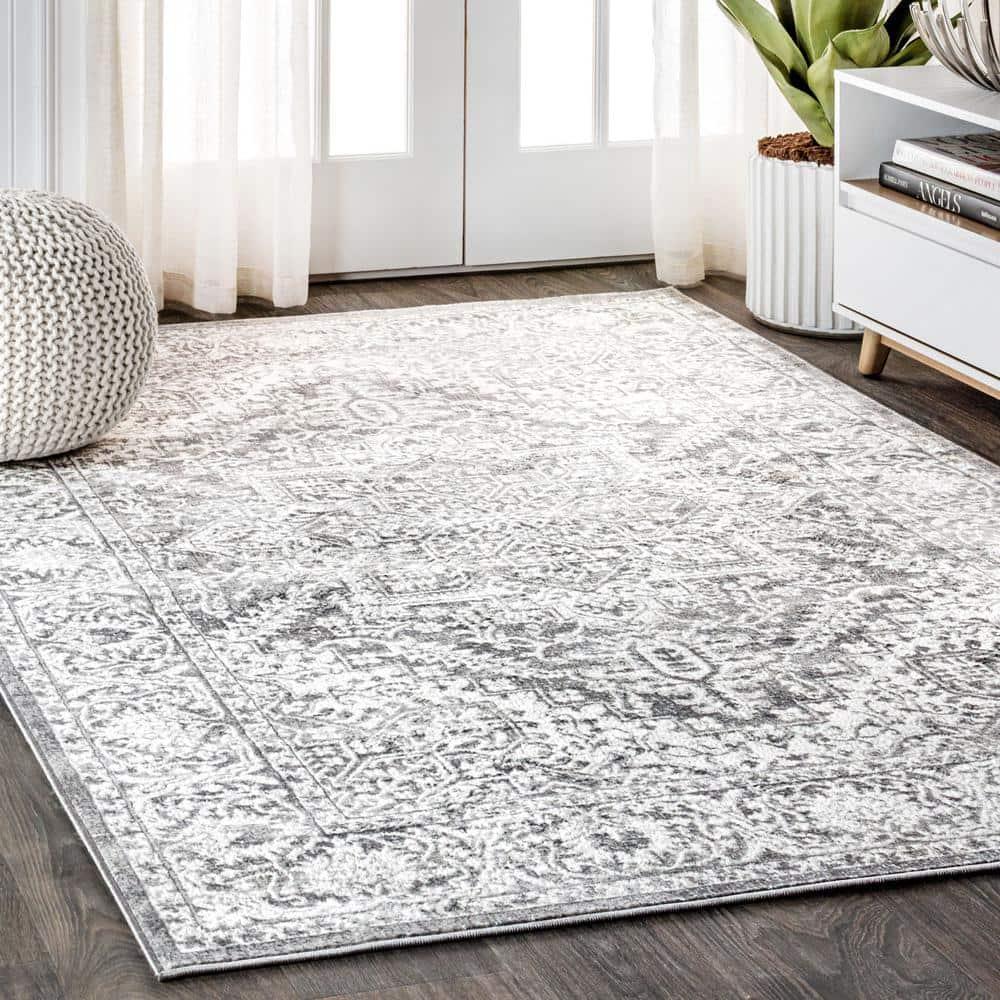 JONATHAN Y Modern Vintage Medallion Light Gray 5 ft. x 8 ft. Area Rug