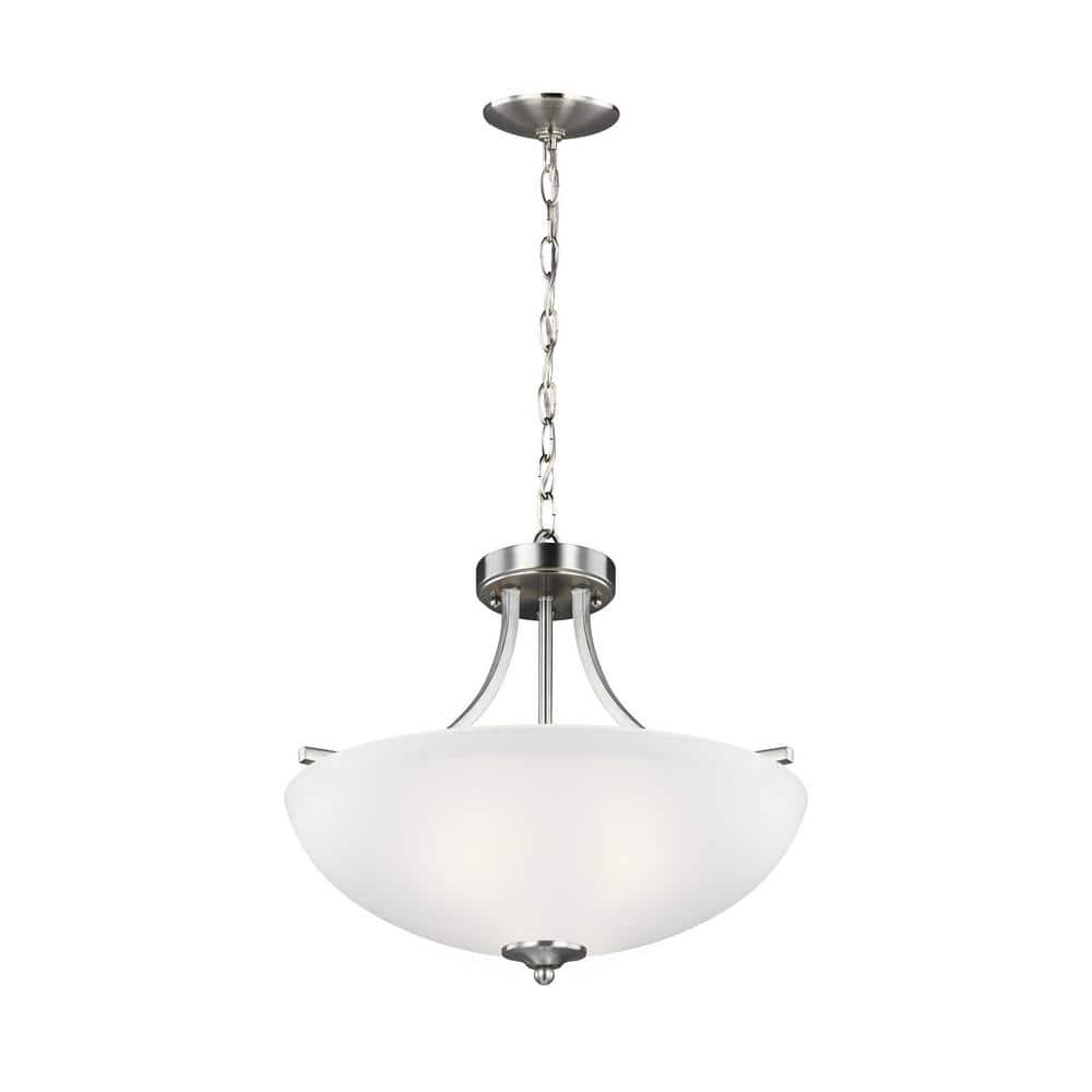 Geary 3-Light Brushed Nickel Semi-Flush Mount Convertible Pendant