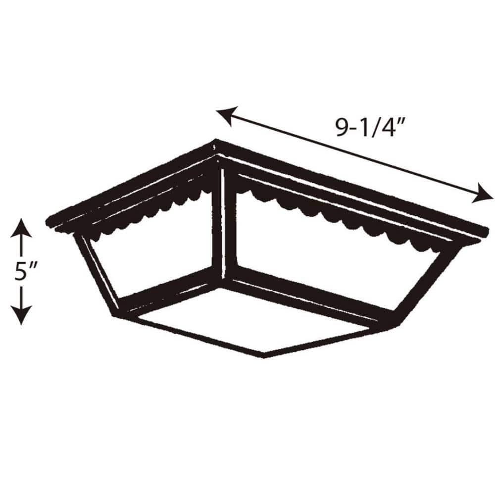 Progress Lighting, Recessed Collection, 2-Light Ceiling Mount, Matte Black, Textured Glass, Scalloped Edge