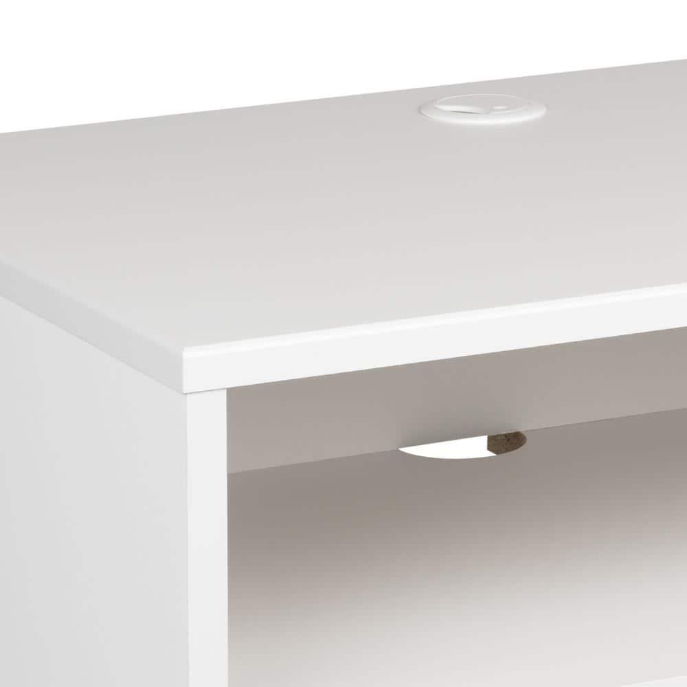 Prepac Floating 1 Drawer Nightstand with Open Shelf White: Modern Wall-Mounted Bedside Furniture with Cable Management & Metal Glides