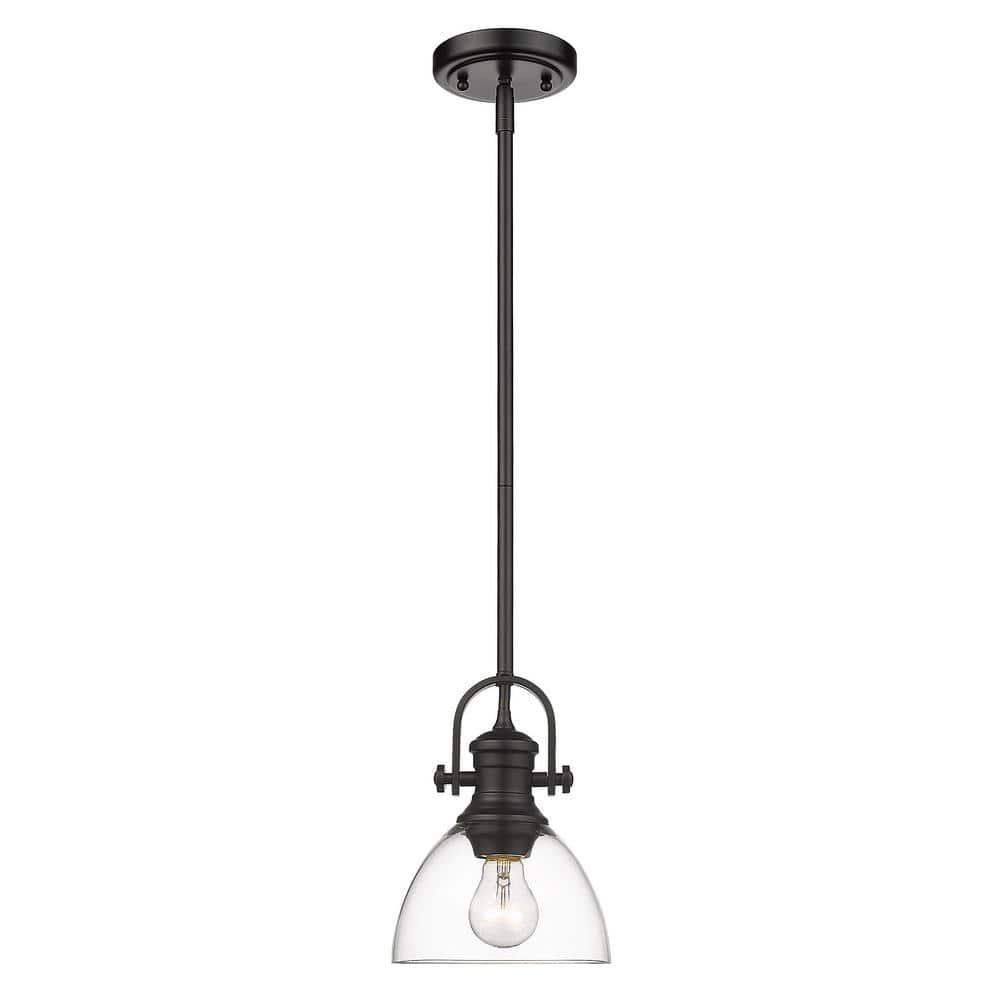 Golden Lighting Hines 1-Light Mini Pendant in Matte Black with Clear Glass