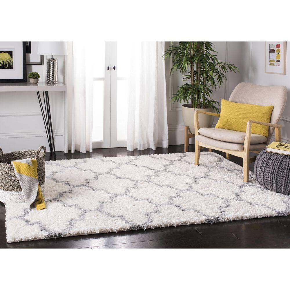 Fontana Shag 800 FNT818 Power Loomed Indoor Area Rug - Cream/Grey - 4'x6' - Safavieh