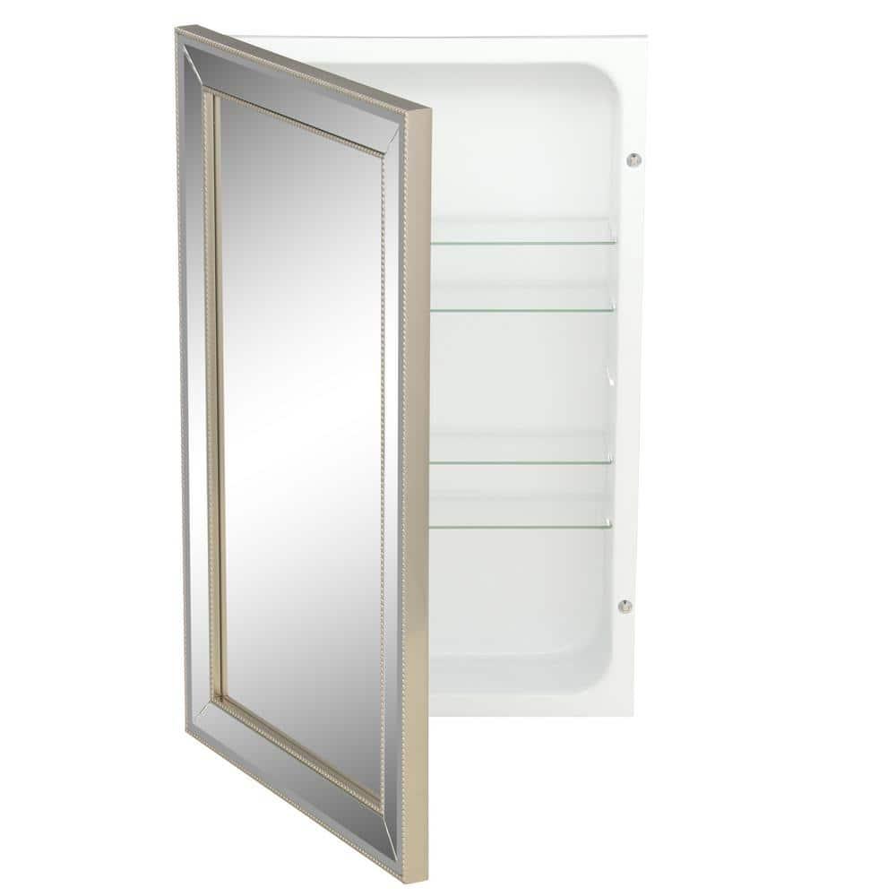 16" x 26" Metro Beaded Recessed Medicine Cabinet - Head West: Wall Mount, Polystyrene Frame, 3 Shelves