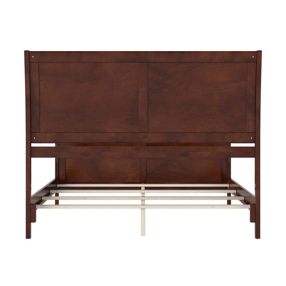 Portland Queen Wood Foundation Bed with Matching Footboard in Walnut