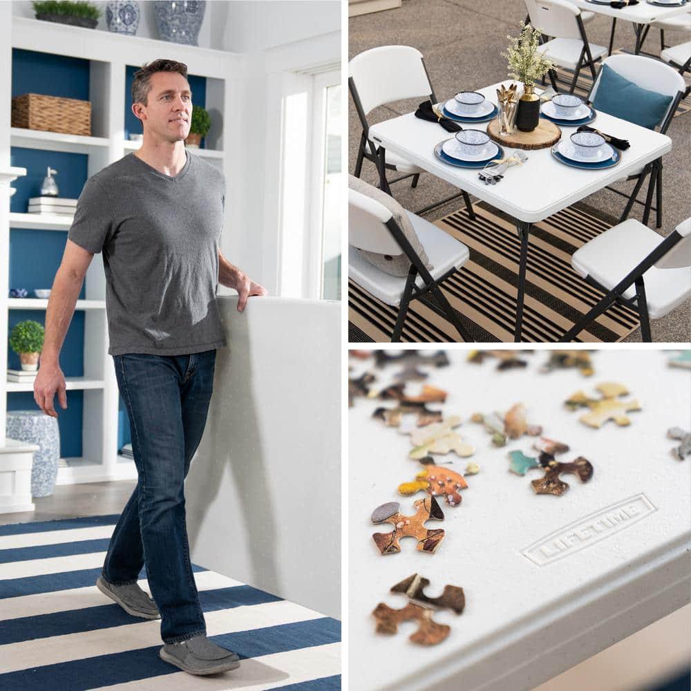 Lifetime 37 inch Square Folding Table, Indoor/Outdoor Commercial Grade, White Granite (80783)