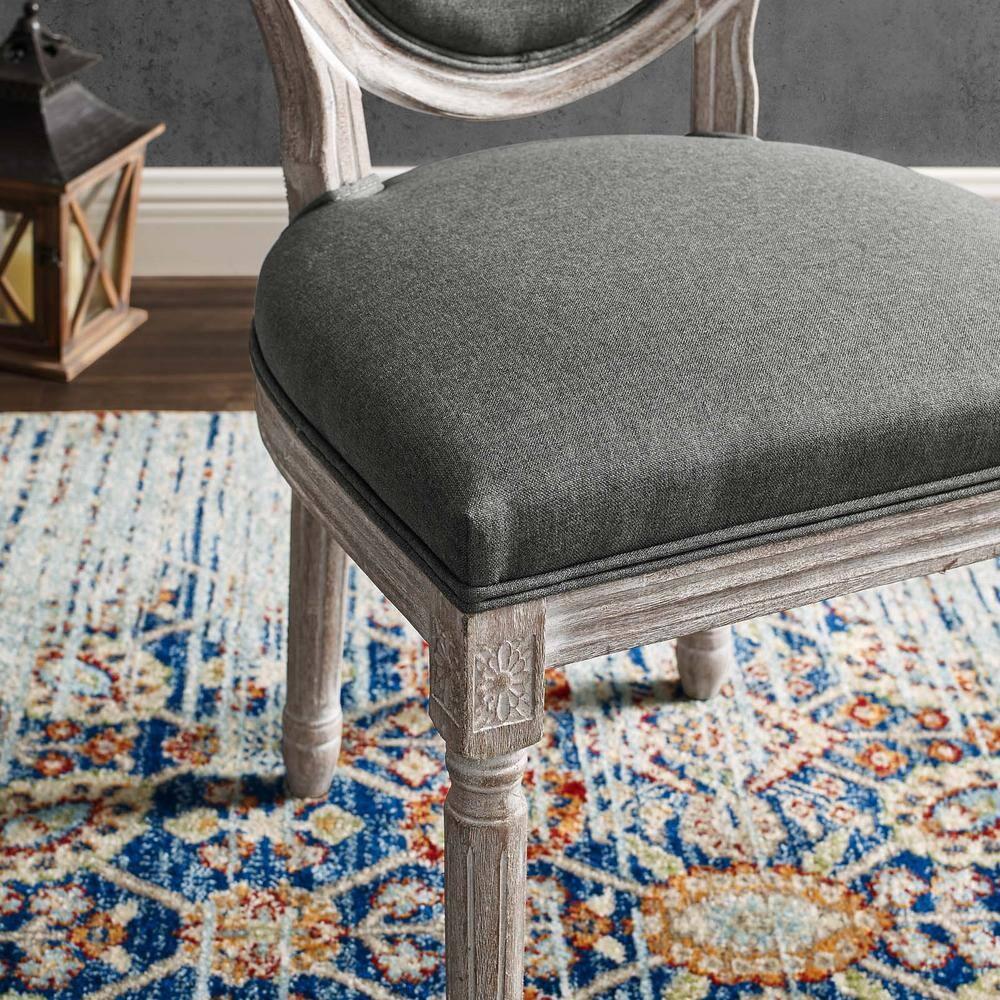 Modway Emanate 19.5" Fabric Dining Side Chair with Oval Back in Natural/Gray