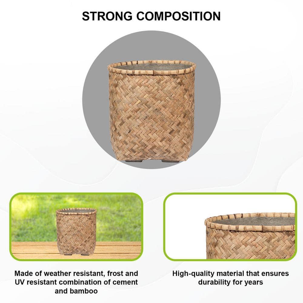 Pottery Pots USA Inc. Pottery Pots Zayn Bamboo Indoor Outdoor Round Planter, Natural Finish 18.9" x 18.9" x 20.9"