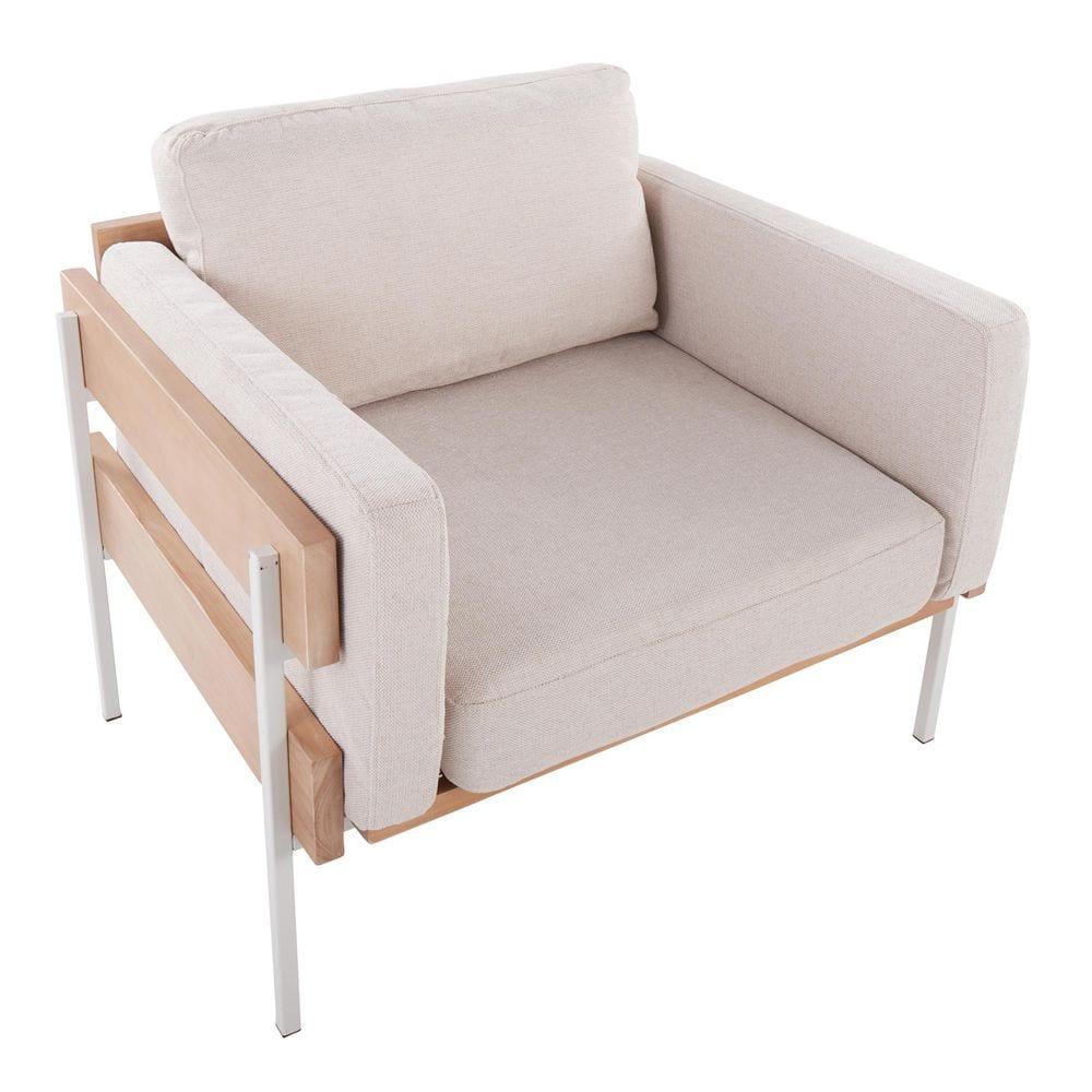 Kari Accent Chair White/Natural/Cream - LumiSource: Upholstered Polyester, Steel Frame, Removable Cushions